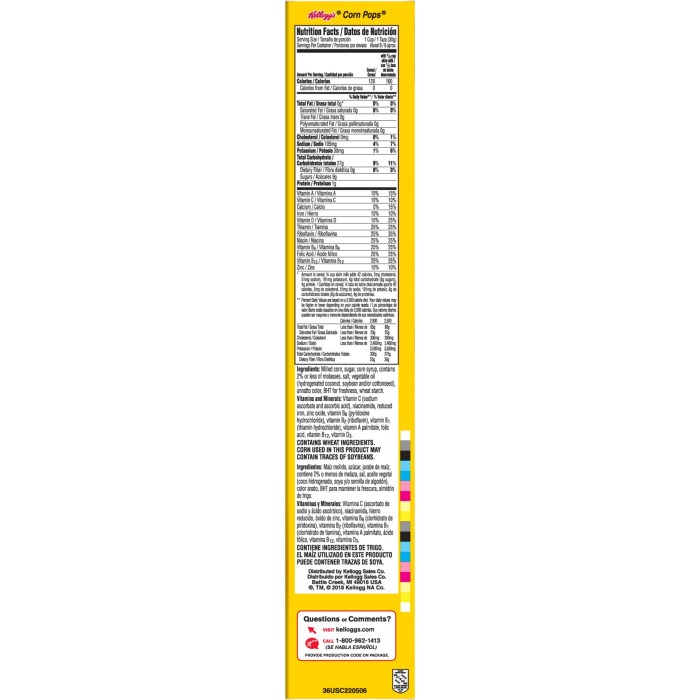 Cereal krispies kellogg pops nutritional ceral jacks kelloggs chart squares