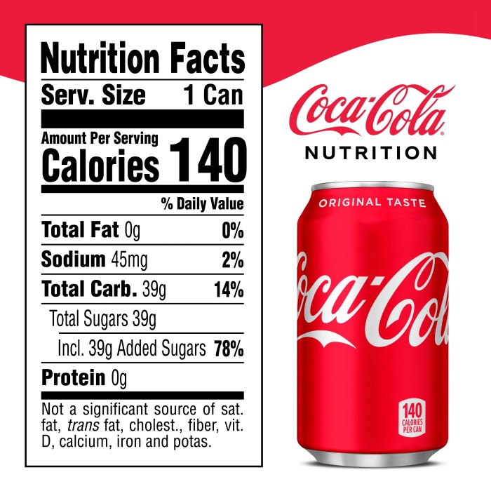 Nutrition facts label for soda