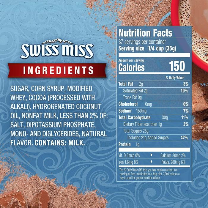 Nutrition facts for swiss miss hot chocolate