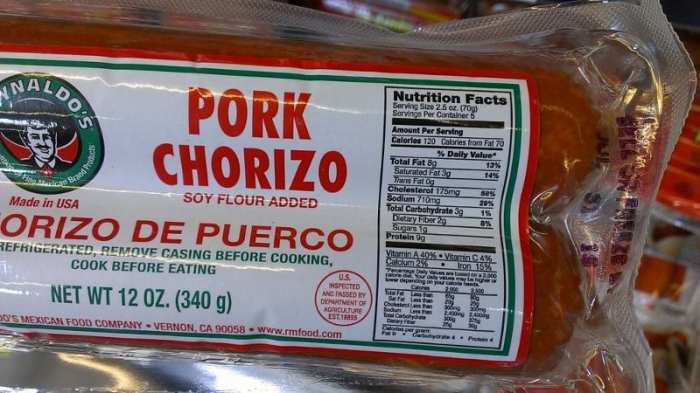 Beef chorizo nutrition facts