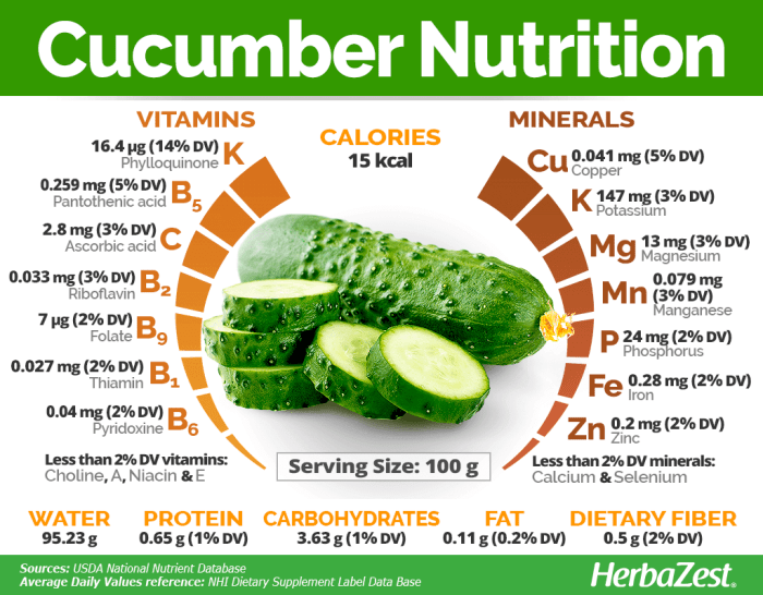 Nutrition facts cucumber without peel