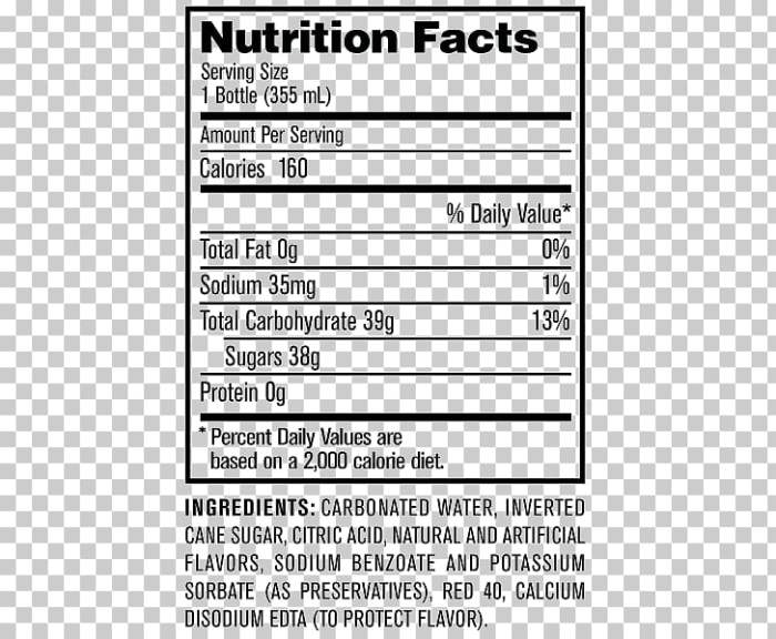 Soda soft nutrition drink facts pop stock alamy